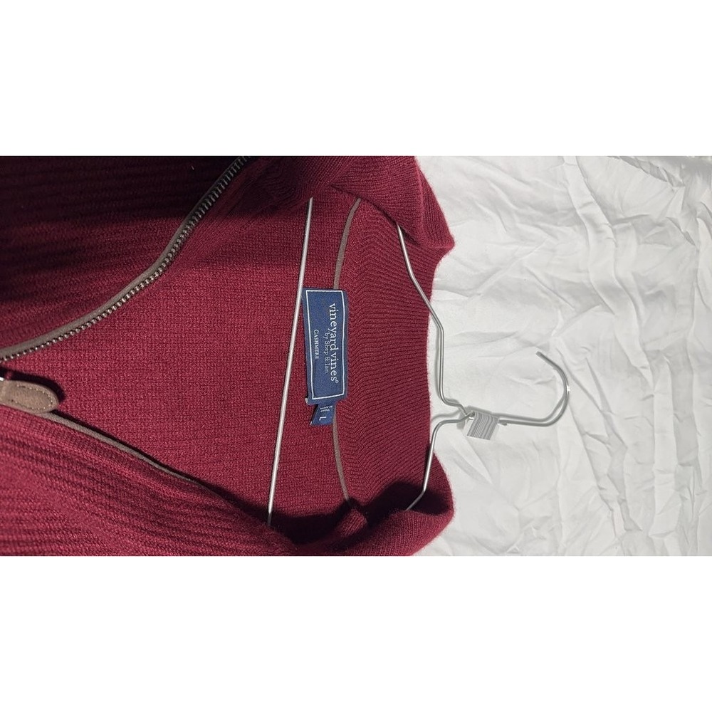Vineyard Vines Mens Burgundy Cashmere Ribbed Half-Zip Sweater Large